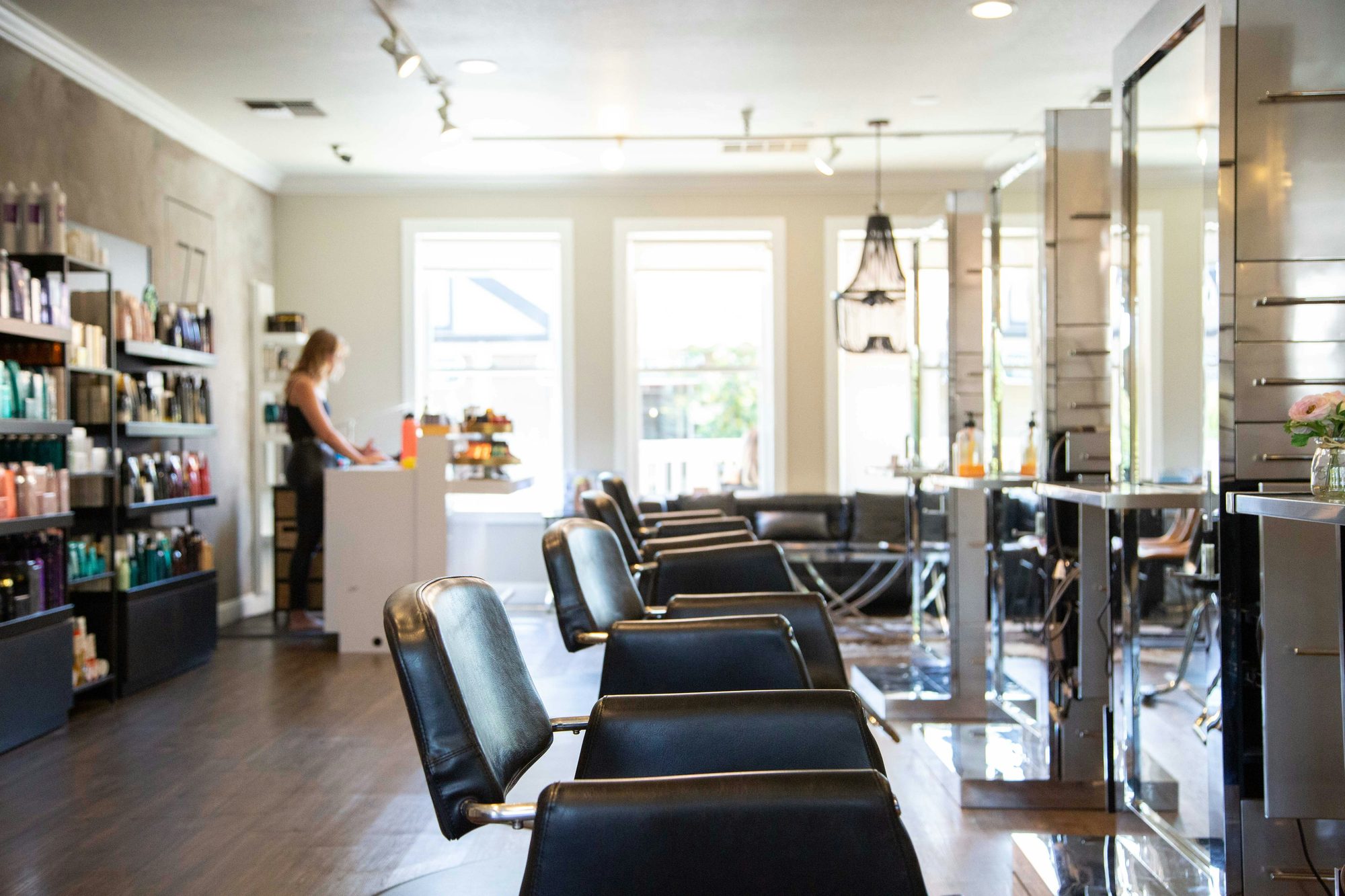 Bright studio interior with styling chairs