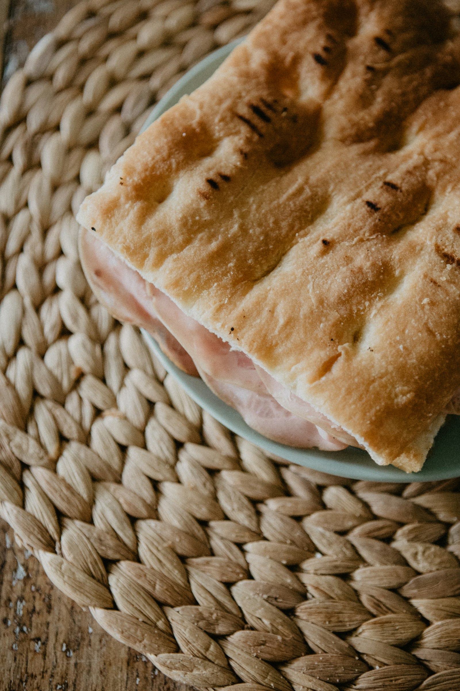 Grilled ham and cheese focaccia